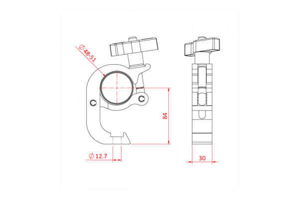 An Image of the technical drawing for the Doughty All weather half coupler