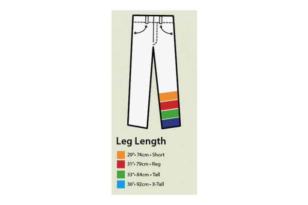 Sizing Guide for Portwest Work Torusers leg length