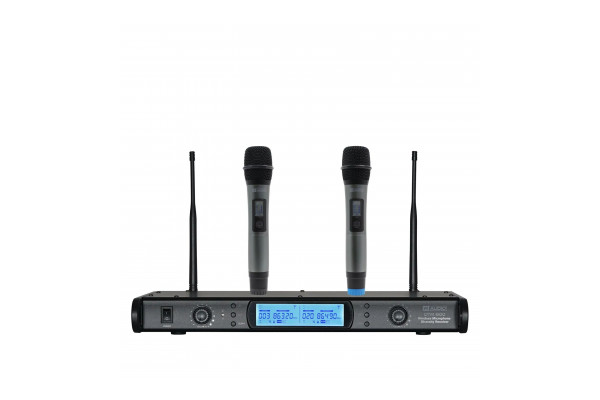 An Image of the wireless microphone system with everything included