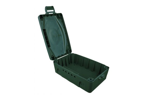 An Image of the IP54 weatherproof box open showing the inside of the container