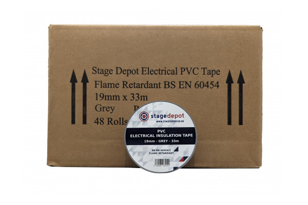 An image of the box of 48 rolls of Stage Depot PVC tapes