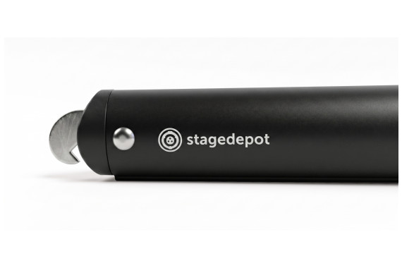 Our Stage Depot Black Pipe & Drape telescopic crossbar with hook and Stage Depot