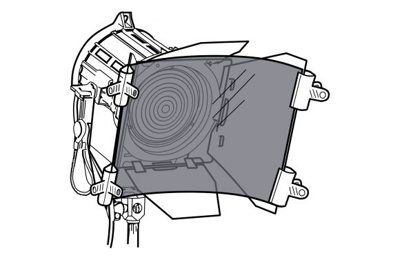 Illustration of polarising filter in use in front of a theatre light