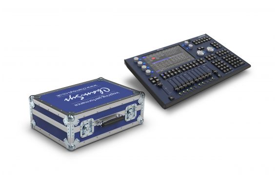 An Image of the ChamSys Flightcase with the MQ50 next to the desk