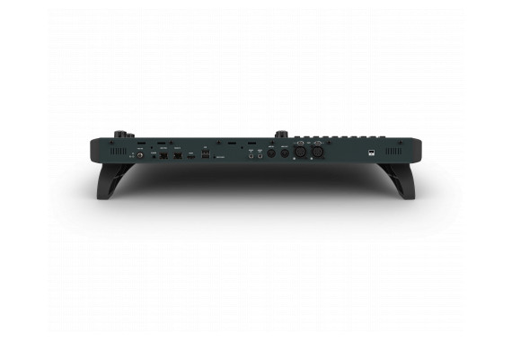 The back of the QuickQ 20+ Lighting console showing all of the power, data and other connections.