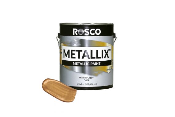 An Image of the Rosco Metallix Copper with a sample next to the tin