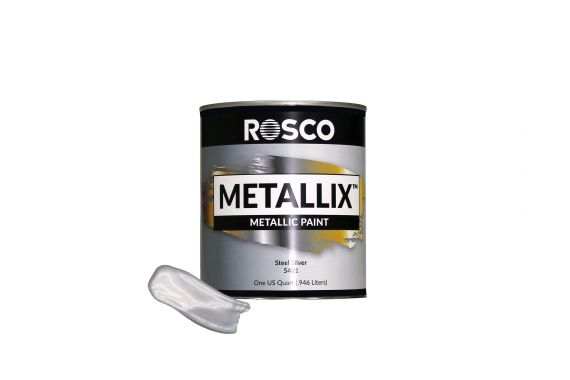 An Image of the Rosco Metallix Tin with a streak of silver metallic paint
