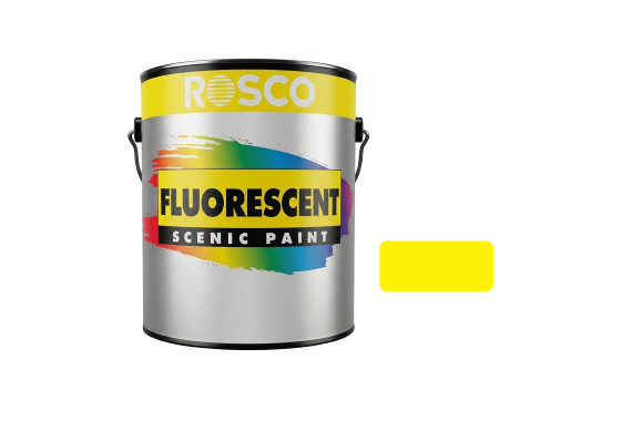 A tub of the Rosco Fluorescent Yellow Paint