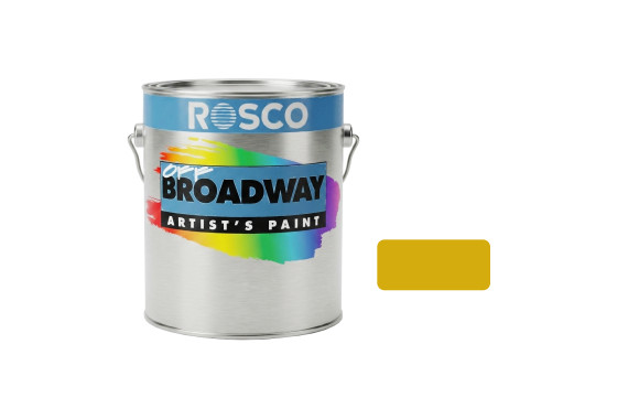 A tub of the Rosco Yellow Ochre Off Broadway paint