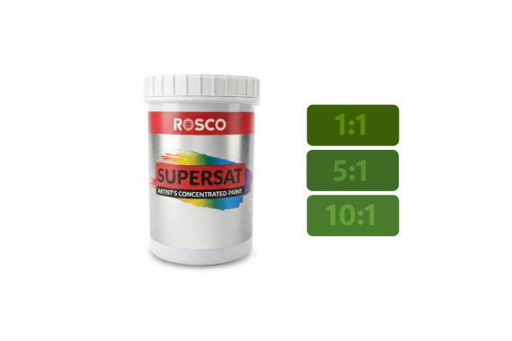 A tub of the Rosco Chrome Green Supersaturated 1L tubs