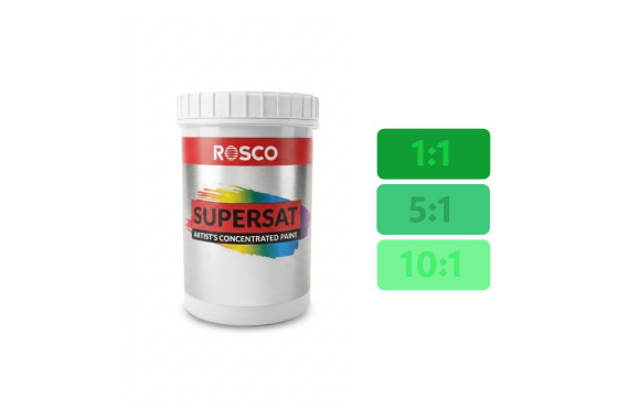A tub of the Rosco Supersaturated Emerald Green 1L