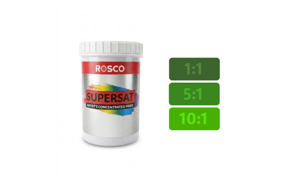 A tub of the Rosco Grass Green Supersaturated Paint 1L