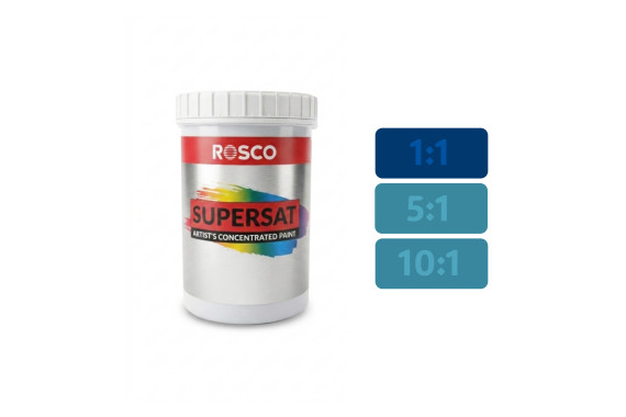 A tub of the Rosco Supersaturated Green Shade Blue 1L