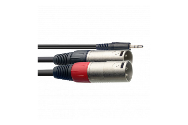 Câble audio mini jack 3.5 mm vers 2 x XLR mâles 1m