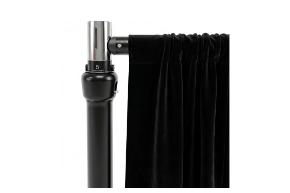 Stage Depot Pipe & Drape corner with pipe, drape and crossbar all attached to the system