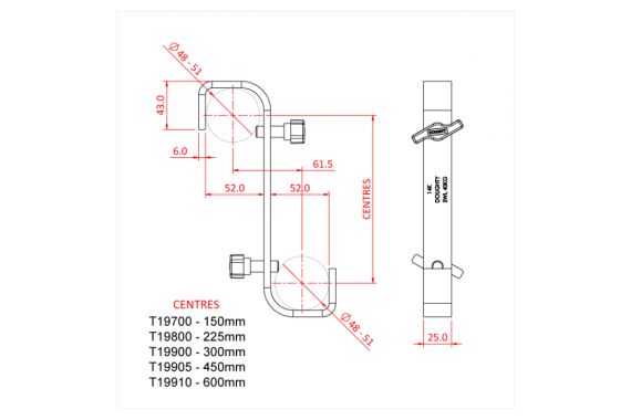 A technical drawing of the hook clamp