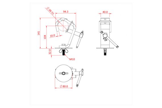 An technical drawing of the Doughty Universal hook clamp