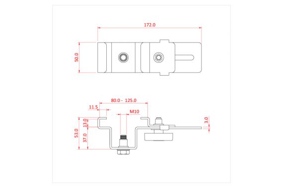 The technical drawing for the Marquee kader clamp