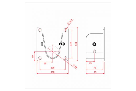An Image of the technical drawing for the Doughty wall hanger