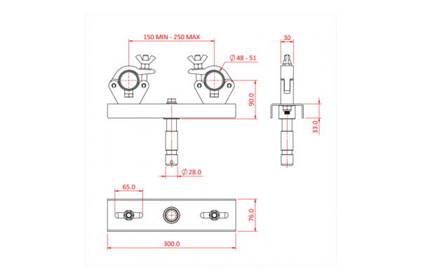 A Technical drawing of the Doughty Fixed truss adaptors