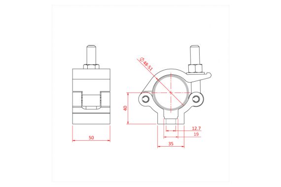 A technical drawing of the Doughty clamps