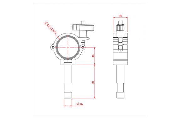 A technical image of the beamer clamp