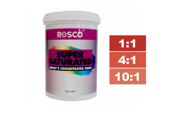 Rosco Supersaturated Paint Brilliant Red 1L. Paint can be diluted to achieve different shades.
