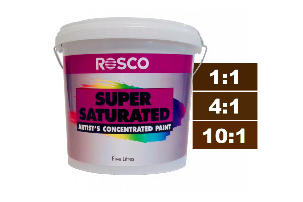 Rosco Supersaturated Paint Burnt Umber 5L. Paint can be diluted to achieve different shades.