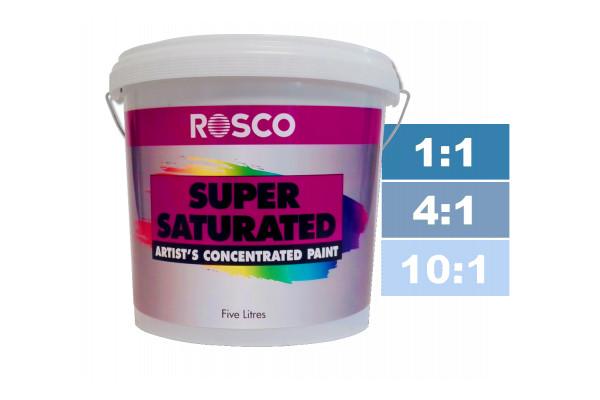 Rosco Supersaturated Paint Cerulean Blue 5L. Paint can be diluted to achieve different shades.