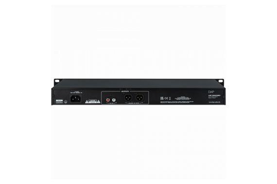 An Image of the back of the DAP audio media player showing the two XLR connections and the line out too.