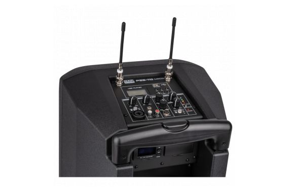 An Image of the top of the DAP speaker showing the avalible controls & power connections