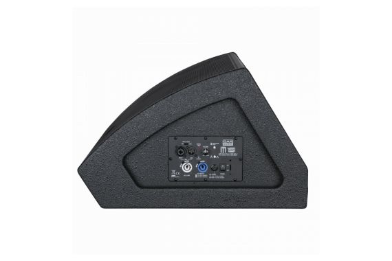 An Image of the side of the floor Monitor showing the XLR and power connections