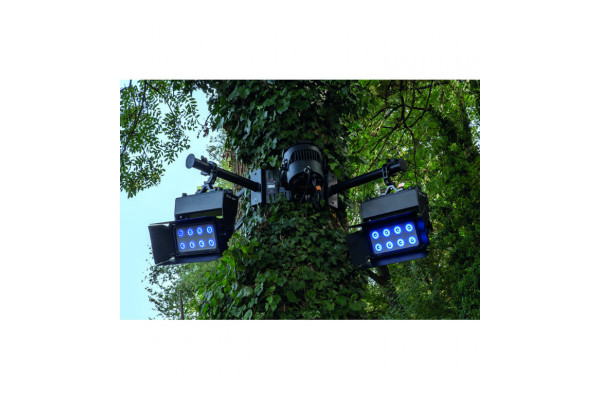 An Image of the mounting bracket and tree pole in use