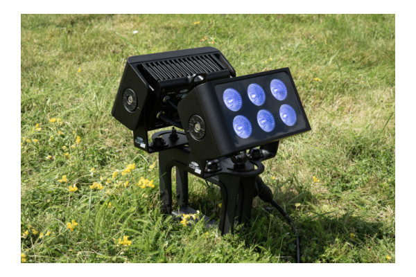 The TerraFix in the ground with lighting fixtures attached to the fixture