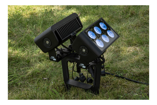 An Image of lighting fixtures attached to the TerraFix 2 ground spike
