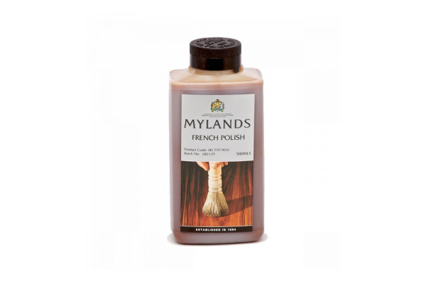 Mylands French Polish 500ml produces a warm and dark transparent coating