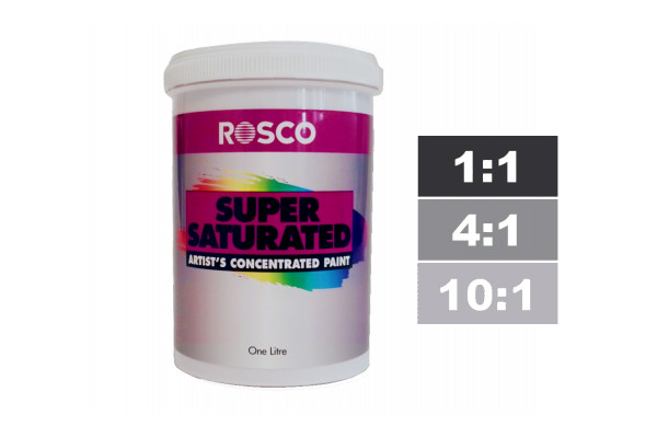 Rosco Supersaturated Paint Paynes Grey 1L. Paint can be diluted to achieve different shades.