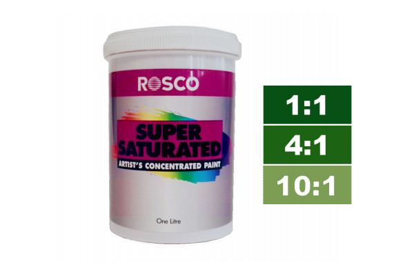 Rosco Supersaturated Paint Hunter Green 1L. Paint can be diluted to achieve different shades.