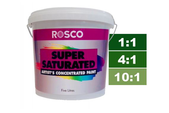 Rosco Supersaturated Paint Hunter Green 5L. Paint can be diluted to achieve different shades.