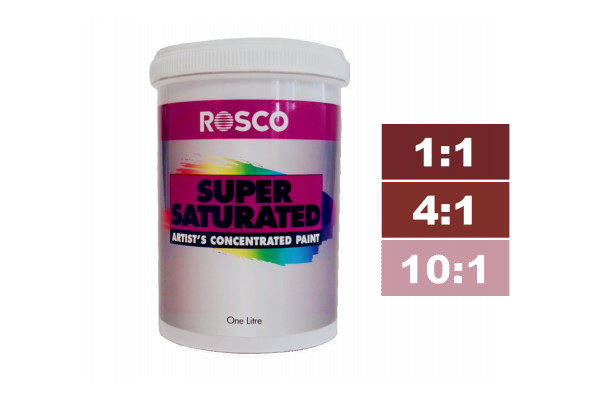 Rosco Supersaturated Paint Iron Red 1L. Paint can be diluted to achieve different shades.