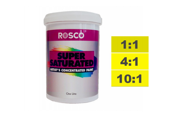 Rosco Supersaturated Paint Lemon Yellow 1L. Paint can be diluted to achieve different shades.