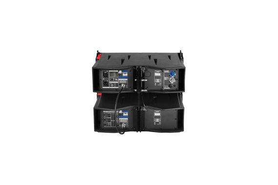 An Image of the back of the line array system showing the power connections and XLr ports