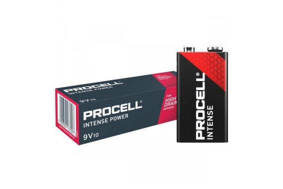 A Box of 10 Procell Intense 9V batteries
