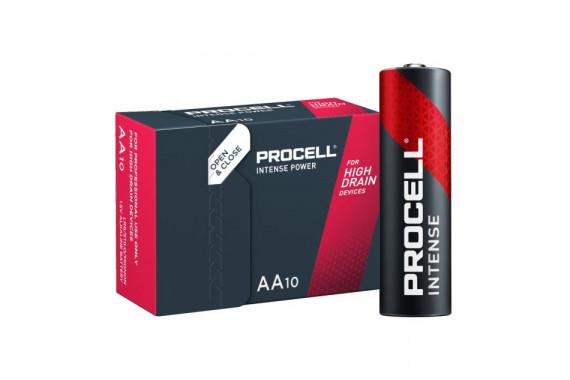 A box of 10 Procell Batteries Intense high drain AA batteries