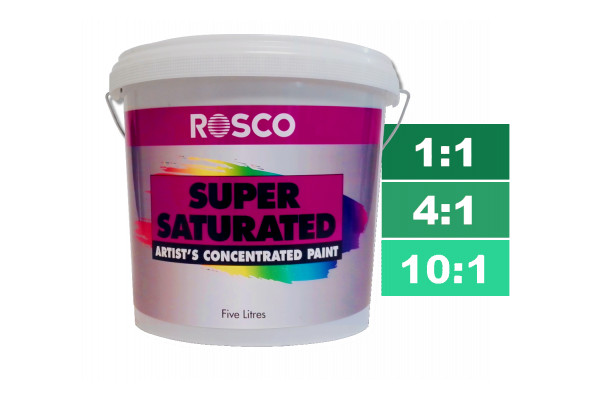 Rosco Supersaturated Paint Pthalo Green 5L. Paint can be diluted to achieve different shades.