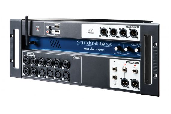 An Image of the front of the Soundcraft Ui16 digital mixer