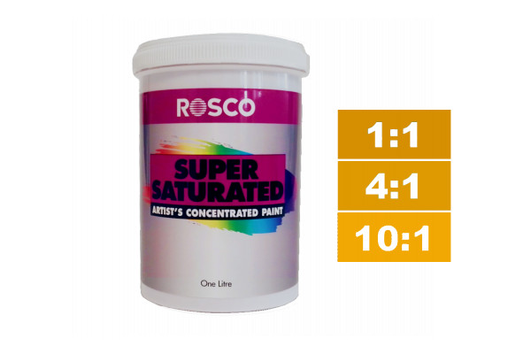 Rosco Supersaturated Paint Yellow Ochre 1L. Paint can be diluted to achieve different shades.