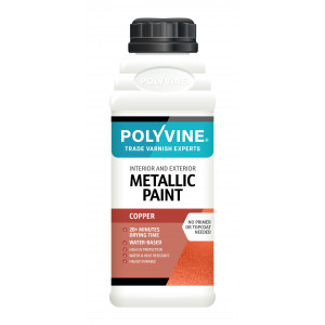A bottle of the 500ml Polyvine Metallic Copper Paint