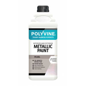 A bottle of the Polyvine Metallic Pearl Metallic Shimmer 2L Paint