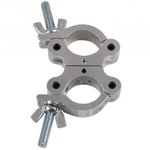 Front view of the Showgear 50mm Compact Swivel Coupler in silver